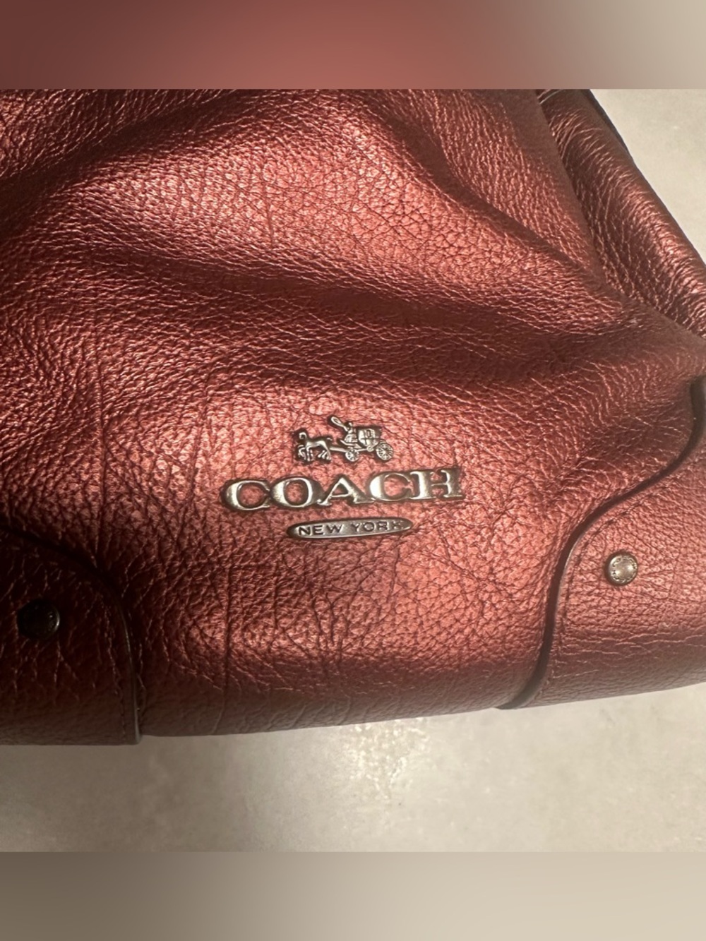 Coach Metallic Red Small Leather Drawstring Bucket Shoulder Crossbody Bag - Picture 7 of 15